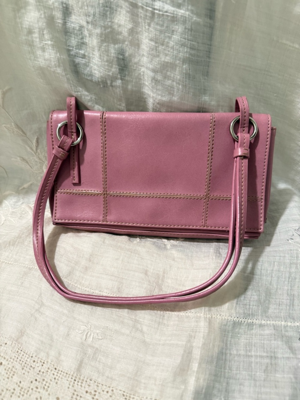 Women's Nine West Leather Shoulder Bag in Dusty Pink